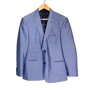 Lamberti Italy Mens 40C Blue Wool Blazer Sport Coat 2 Button Tailored Jacket